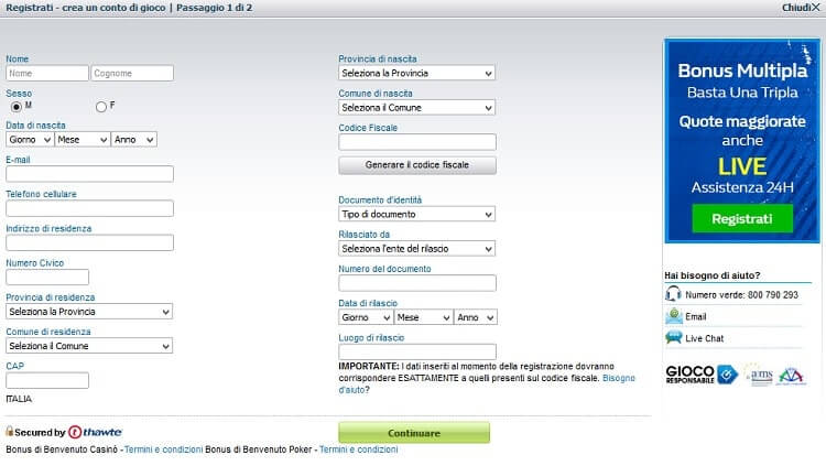 William Hill registrazione